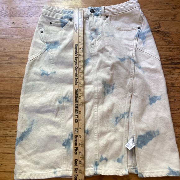 Stylish high rise midi denim tie dye skirt - 4 - NWT - Picture 2 of 8